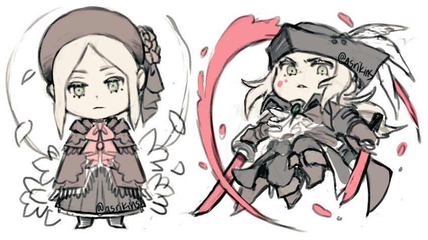 plain doll and lady maria of the astral clocktower (bloodborne) drawn by asrikins