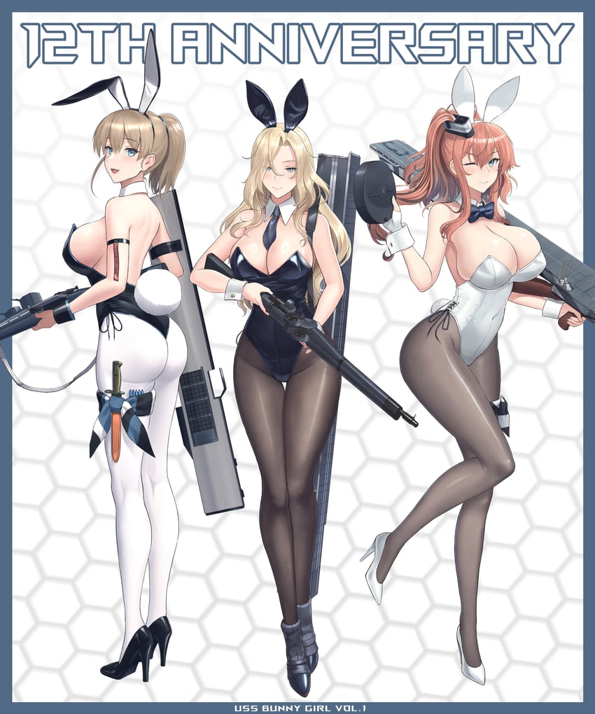 saratoga, hornet, and intrepid (kantai collection) drawn by odachu