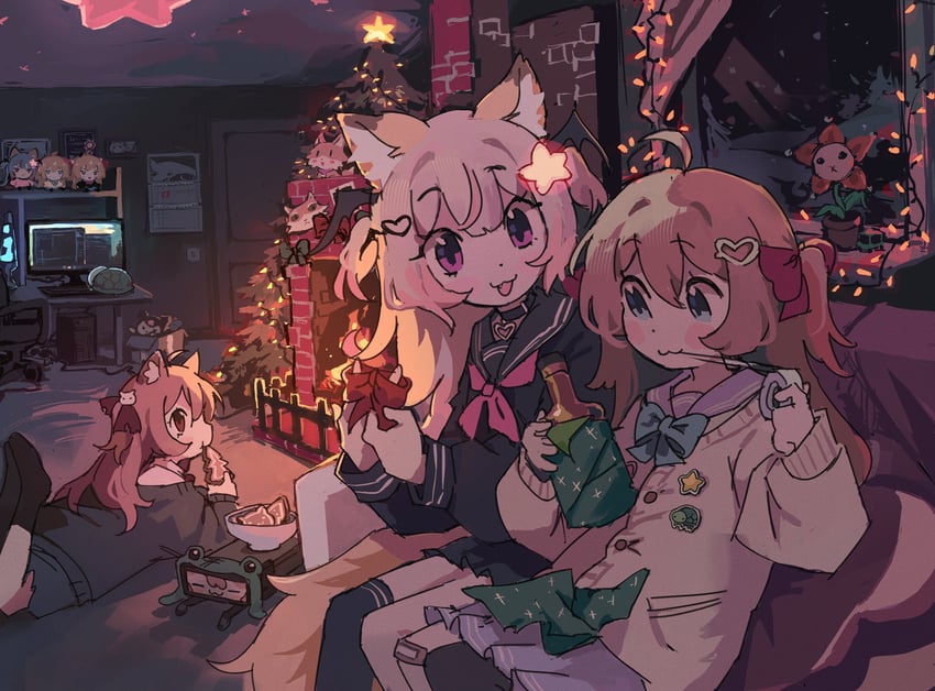 kuromi, neuro-sama, evil neuro-sama, annytf, and vedal987 (indie virtual youtuber and 3 more) drawn by pasharuu