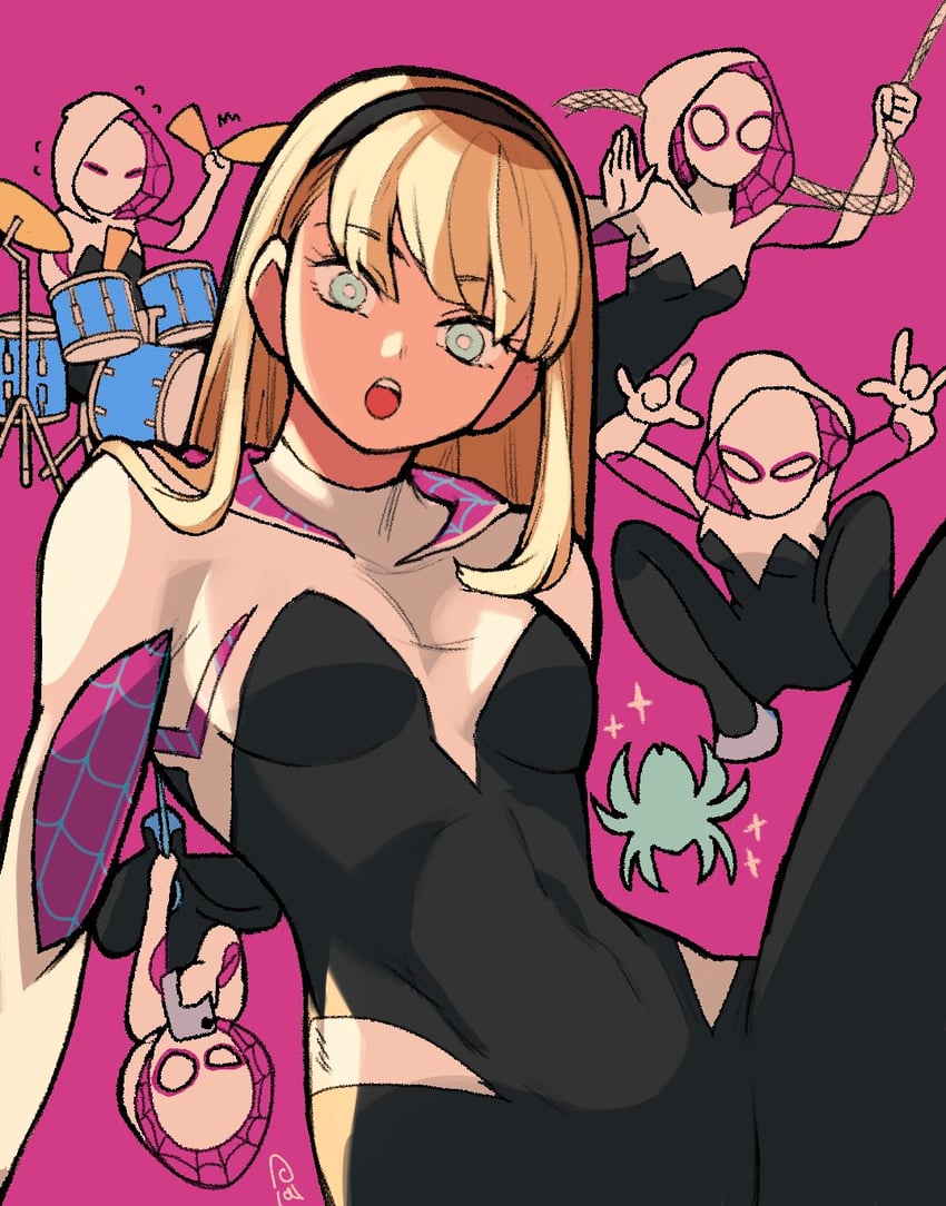 spider-gwen and gwen stacy (marvel and 1 more) drawn by sushi_pizza_rrr
