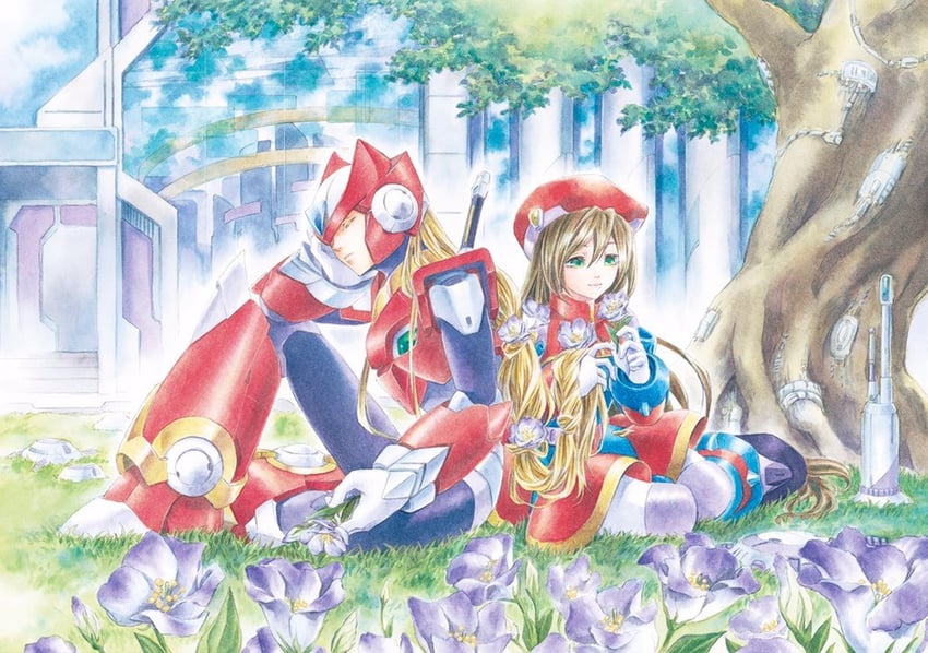 zero and iris (mega man and 1 more) drawn by fujino_yuuki