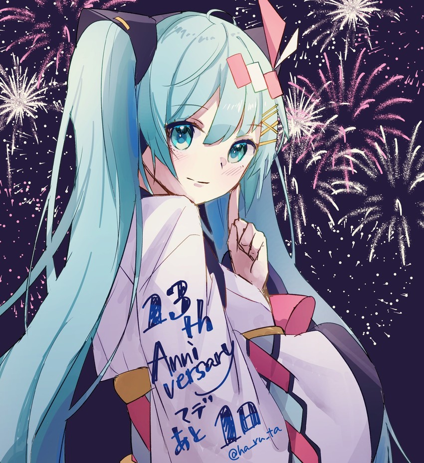 hatsune miku and magical mirai miku (vocaloid and 1 more) drawn by haruta_(user_dndp3458)