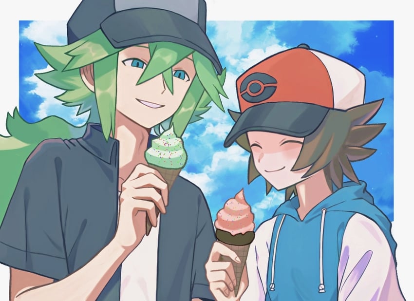 hilbert and n (pokemon and 1 more) drawn by zero_(sleepy_meltan)