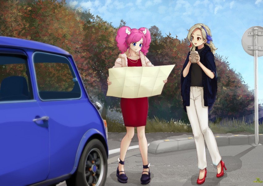 amahane madoka and kurosawa rin (aikatsu!) drawn by ieya_iemon