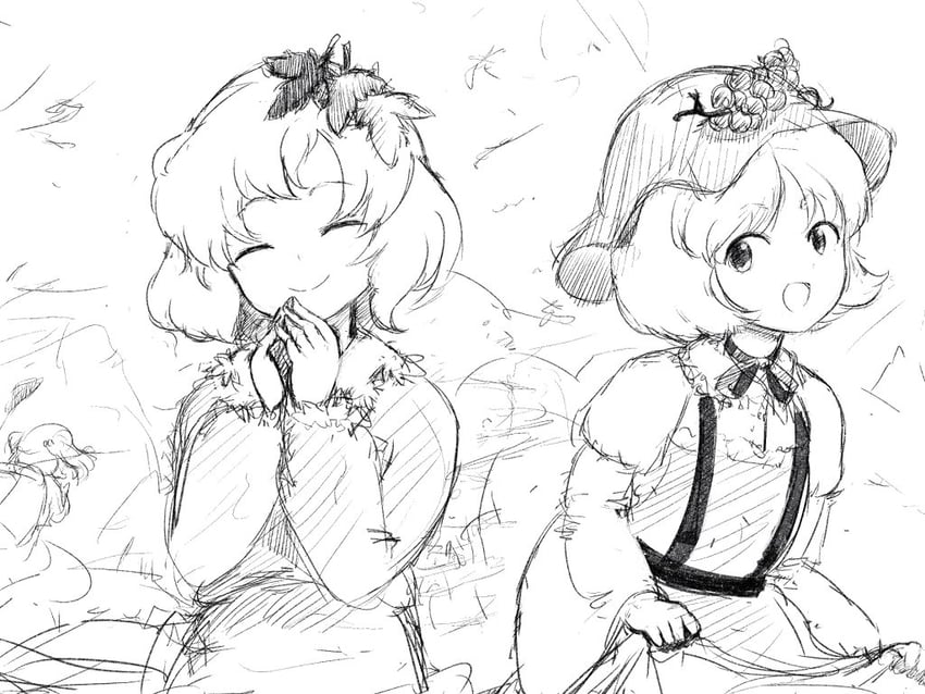 aki minoriko and aki shizuha (touhou) drawn by yukihiko_(sky_sleep)