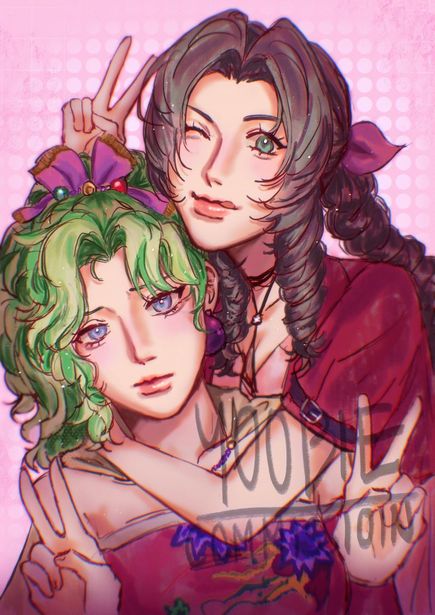 aerith gainsborough and terra branford (final fantasy and 3 more) drawn by yoobie