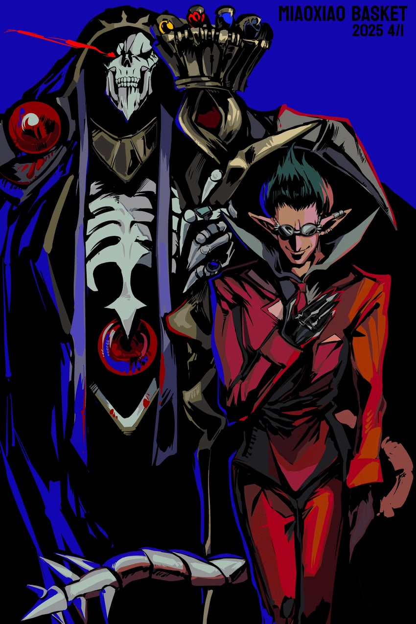 ainz ooal gown and demiurge (overlord) drawn by miaoxiaolan83263