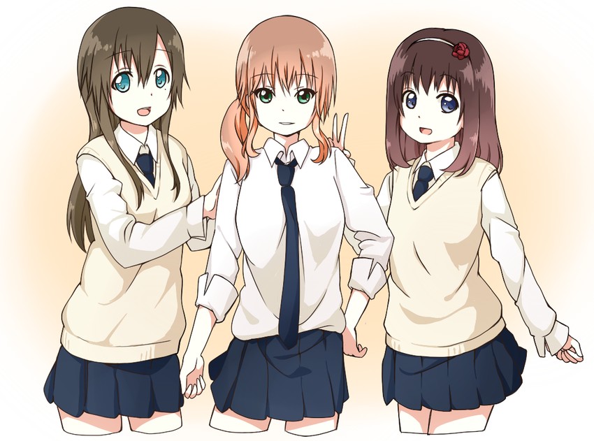 miwa ai, yaeno miho, and sonokawa megumi (yuruyuri and 1 more) drawn by baseu