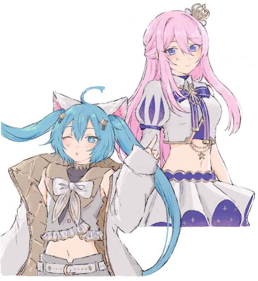 hatsune miku, megurine luka, and wonderlands x showtime miku (vocaloid and 1 more) drawn by sana5353
