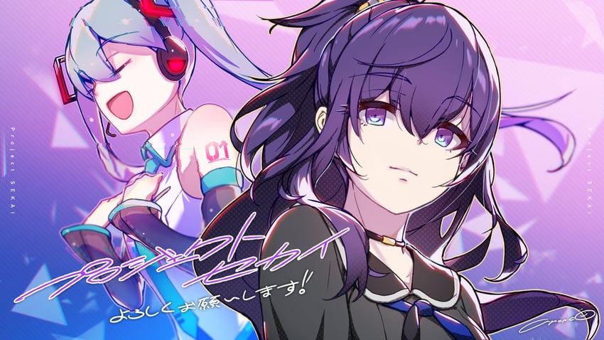 hatsune miku and asahina mafuyu (vocaloid and 1 more) drawn by apapico