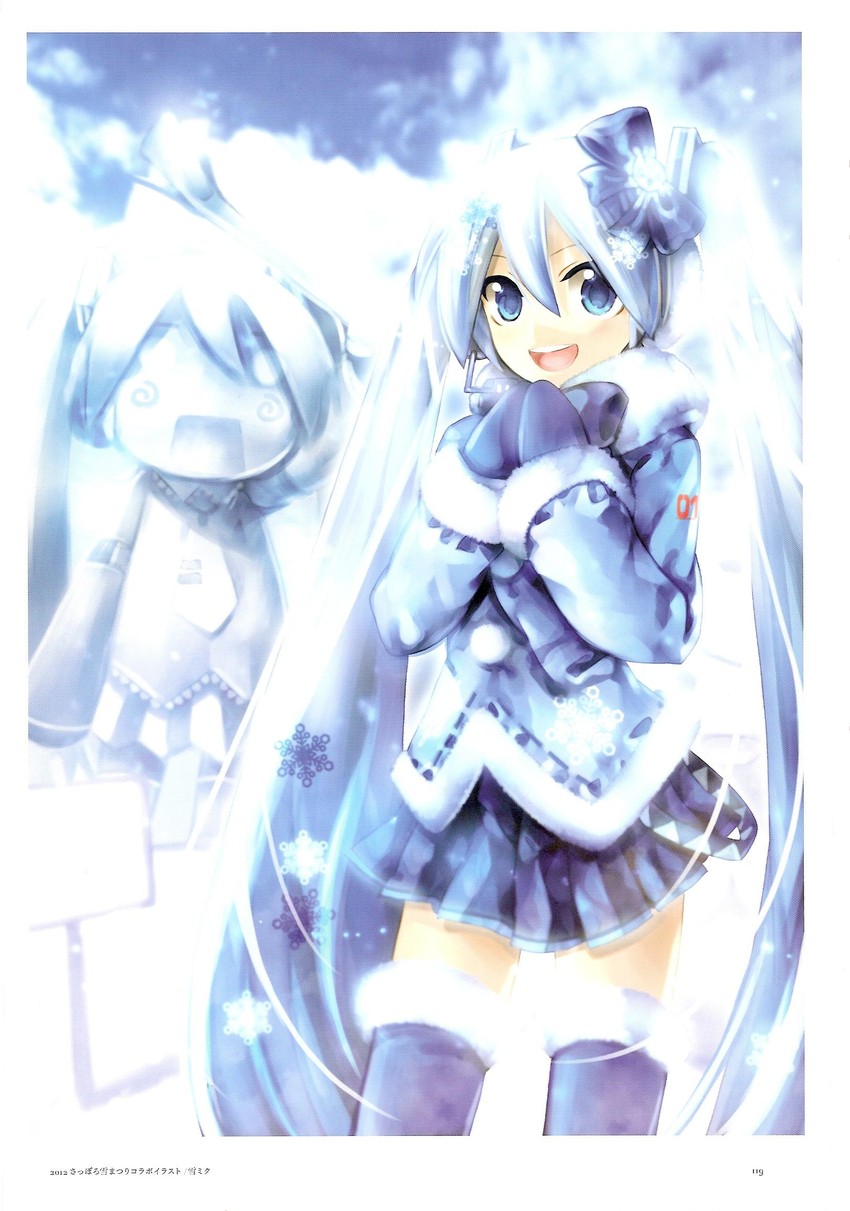 hatsune miku, yuki miku, and hachune miku (vocaloid) drawn by kei_(keigarou)