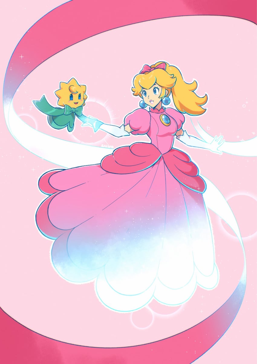 princess peach and stella (mario and 1 more) drawn by saiwo_(saiwoproject)