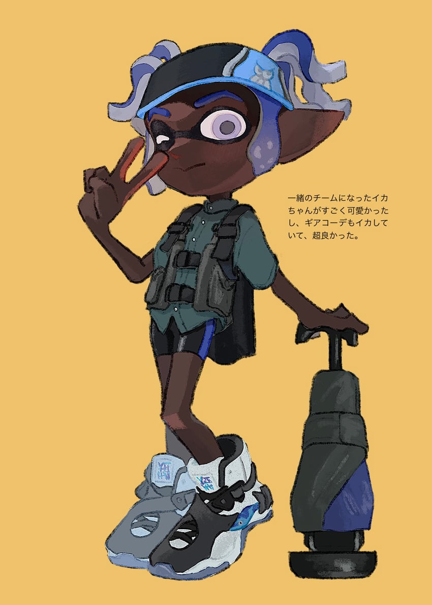 inkling player character and inkling girl (splatoon) drawn by hyper_chikuwabu