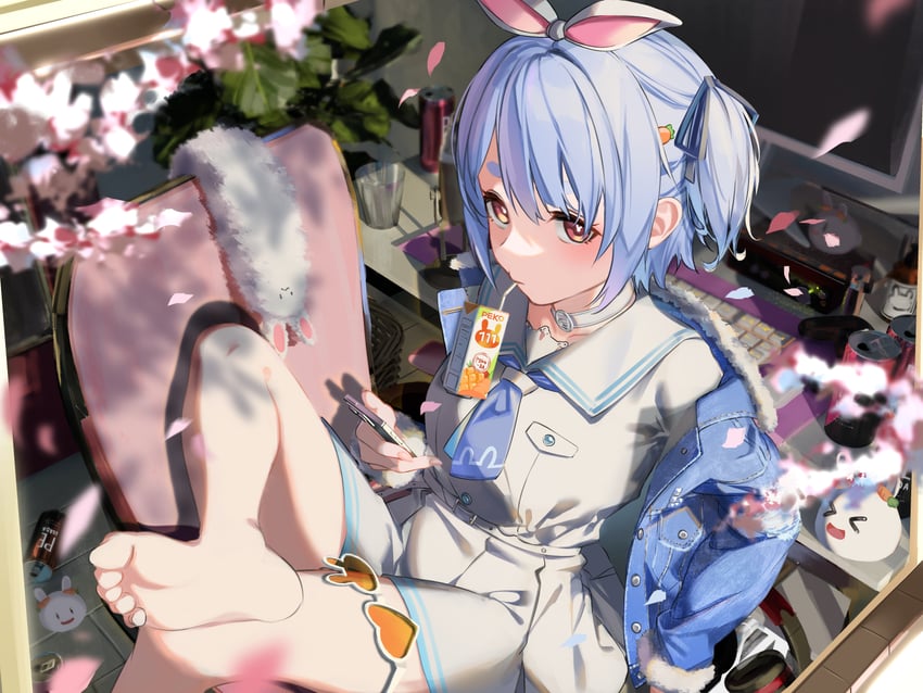 usada pekora, don-chan, and pekomon (hololive) drawn by rasa_k