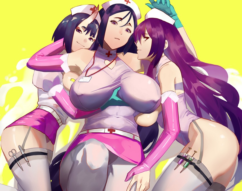 scathach, shuten douji, and minamoto no raikou (fate and 1 more) drawn by vic_(vedream)