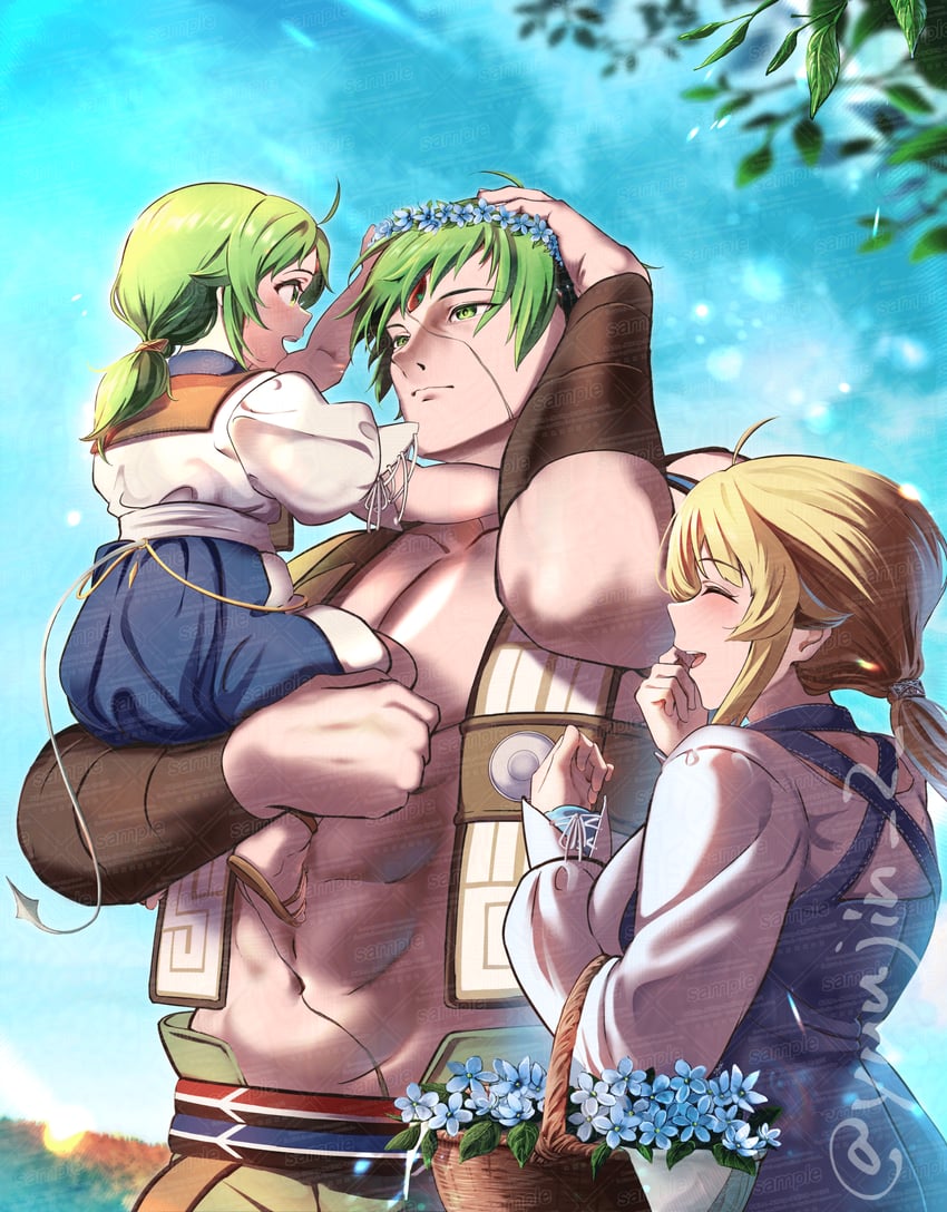 norn greyrat, ruijerd superdia, and luicelia superdia (mushoku tensei) drawn by yujin_(kanouyuuto-0423)