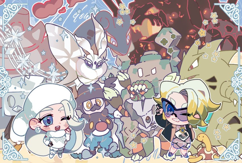 lapras, melony, tyranitar, gordie, shuckle, and 8 more (pokemon and 1 more) drawn by malshi_edroad