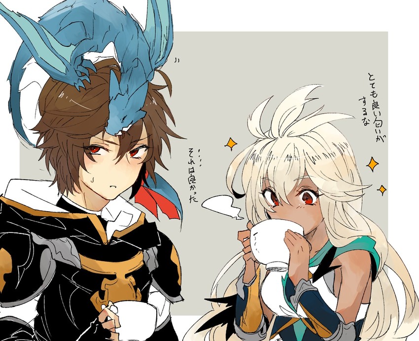 sandalphon and zooey (granblue fantasy) drawn by yakota_(usuk-yako)
