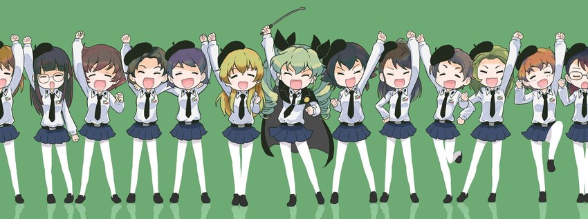anchovy, akiyama yukari, pepperoni, carpaccio, amaretto, and 4 more (girls und panzer) drawn by saiguchi_otoufu
