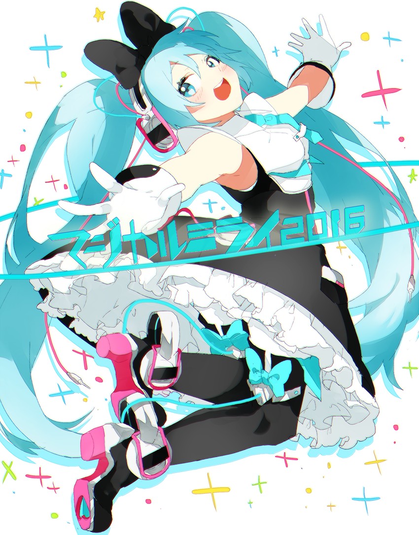 hatsune miku and magical mirai miku (vocaloid and 1 more) drawn by enma614_(patidonn)
