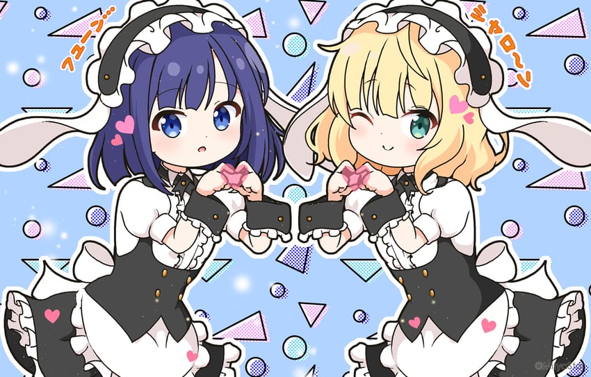 kirima syaro and fuiba fuyu (gochuumon wa usagi desu ka?) drawn by mitya