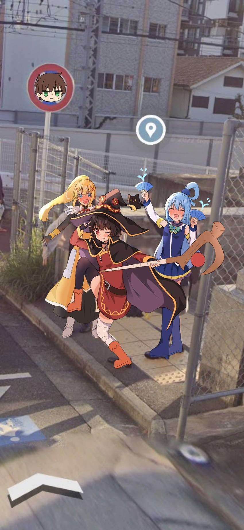 megumin, aqua, darkness, and satou kazuma (kono subarashii sekai ni shukufuku wo!) drawn by yuno_(suke_yuno)