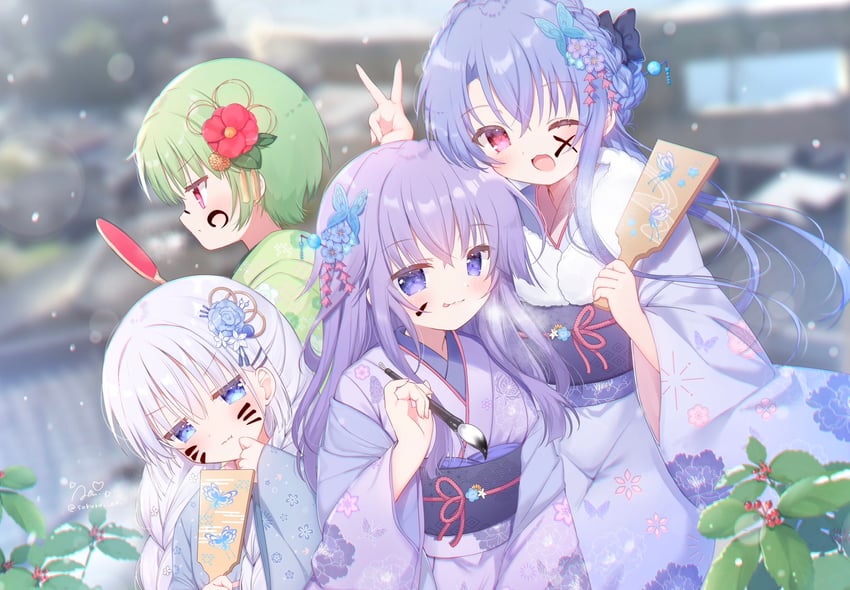 naruse shiroha, sorakado ao, sorakado ai, and nomura miki (summer pockets) drawn by sakura_aki