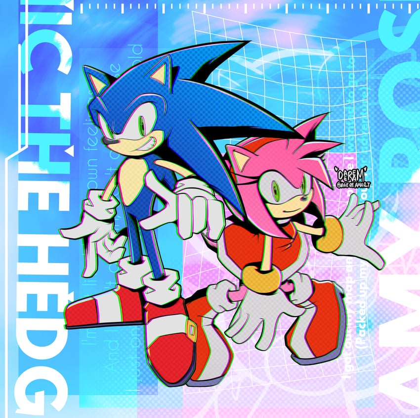 sonic the hedgehog and amy rose (sonic and 1 more) drawn by daeream