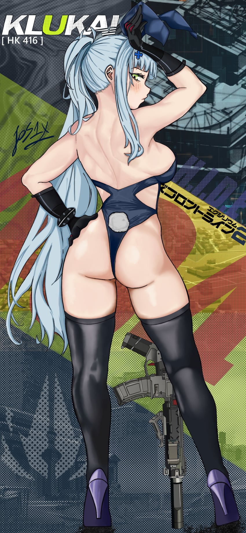 hk416 and klukai (girls' frontline and 1 more) drawn by fos1x