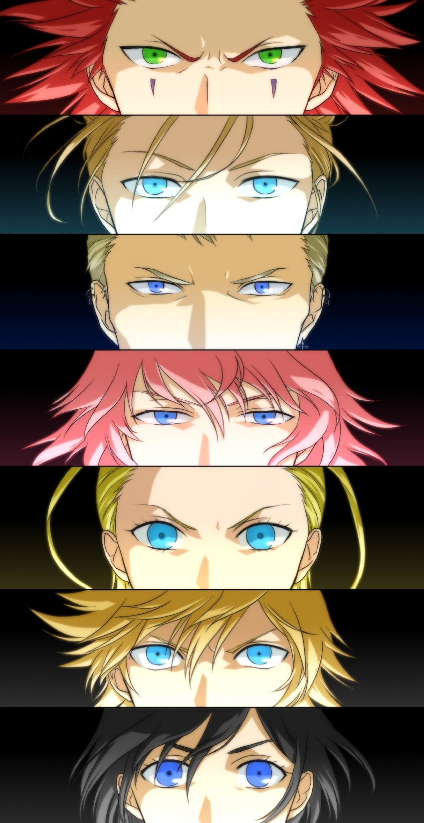 roxas, xion, axel, larxene, marluxia, and 2 more (persona and 3 more) drawn by okitsune_(okitsune-sama)