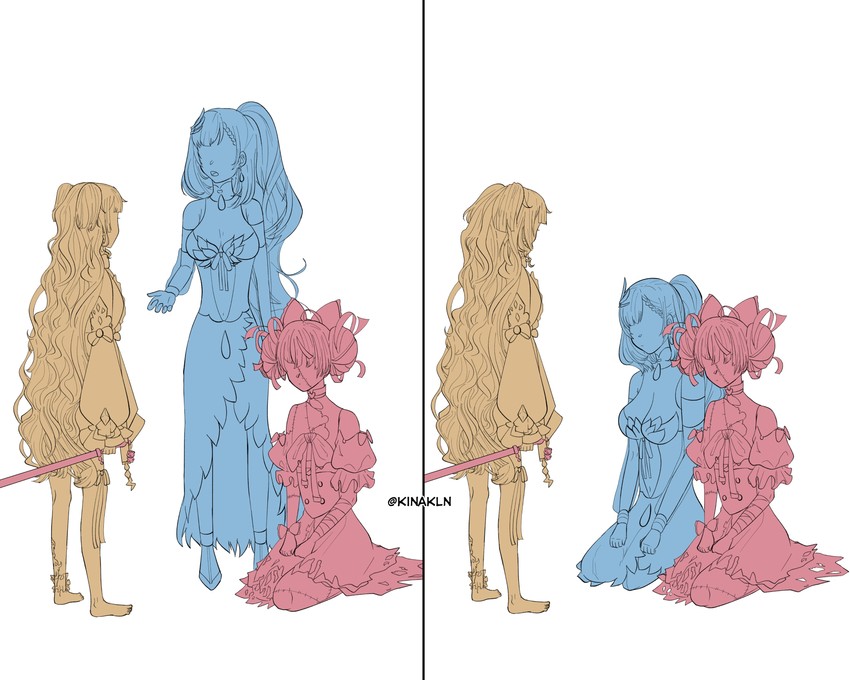 kureiji ollie, pavolia reine, and anya melfissa (hololive and 1 more) drawn by kinakln