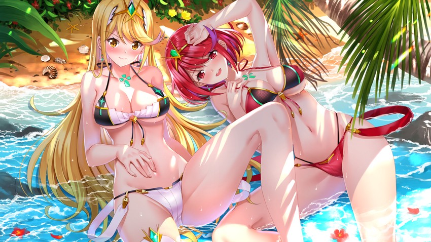 pyra and mythra (xenoblade chronicles and 1 more) drawn by swordsouls