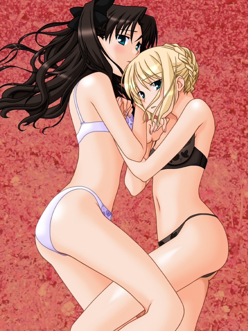 artoria pendragon, saber, and tohsaka rin (fate and 1 more) drawn by buzzer