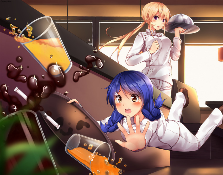 nakiri erina and tadokoro megumi (shokugeki no souma) drawn by onamae-kun