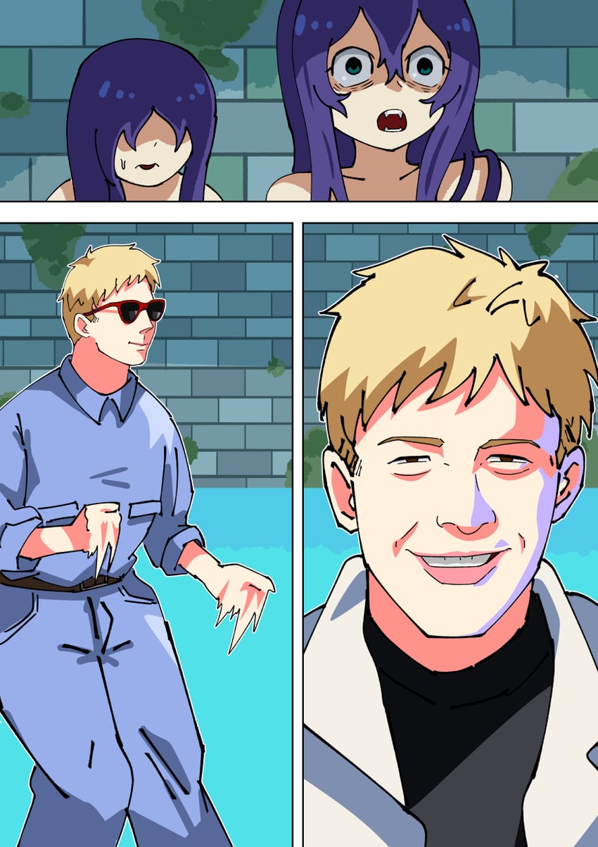 laios touden and rick astley (dungeon meshi and 1 more) drawn by joyoekaki