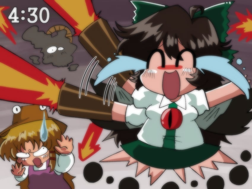 moriya suwako, reiuji utsuho, and yasaka kanako (touhou) drawn by miwijag1997