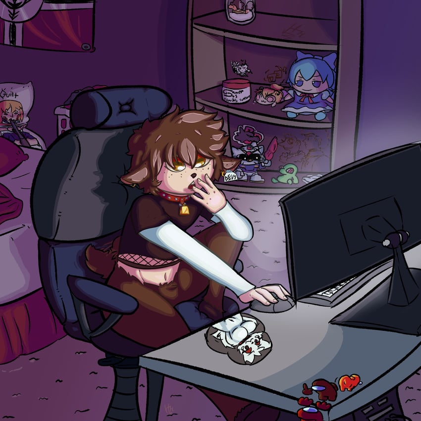 cirno, bridget, crewmate, killer queen, red, and 6 more (touhou and 12 more) drawn by hhamburgur