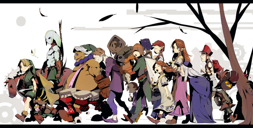 link, young link, tatl, epona, skull kid, and 11 more (the legend of zelda and 1 more) drawn by bukurote