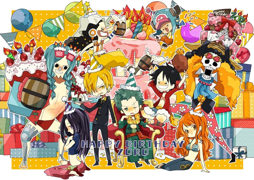 nami, monkey d. luffy, nico robin, roronoa zoro, sanji, and 4 more (one piece) drawn by noise_pp
