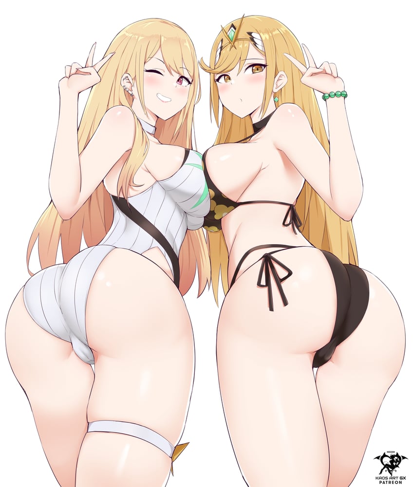 kitagawa marin and mythra (xenoblade chronicles and 2 more) drawn by kaos_art