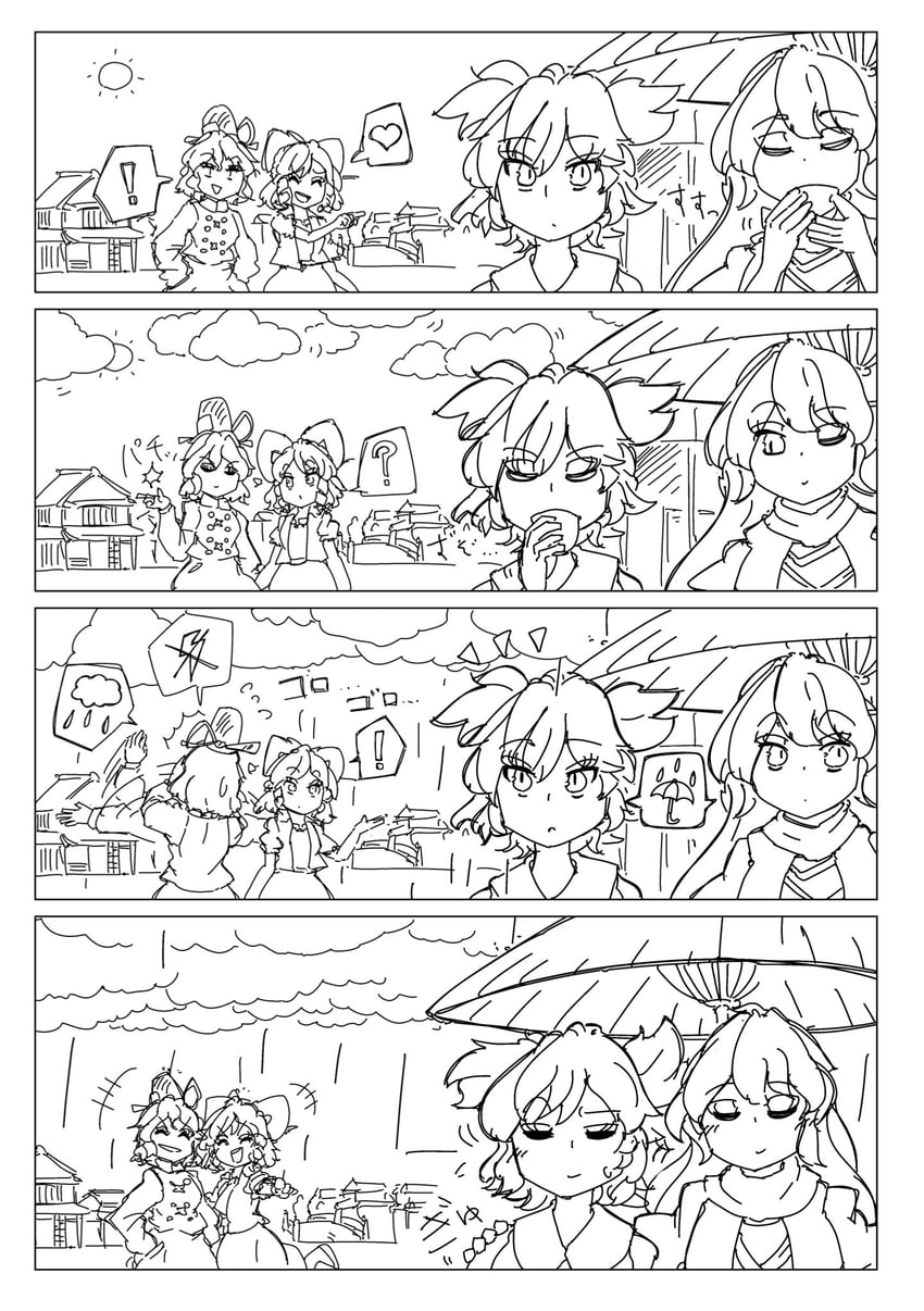 hijiri byakuren, toyosatomimi no miko, kaku seiga, and soga no tojiko (touhou) drawn by tamagomanju