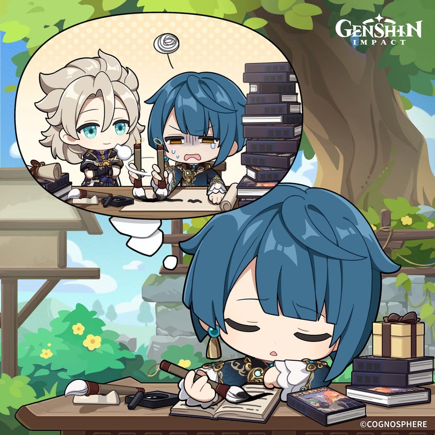 albedo and xingqiu (genshin impact)