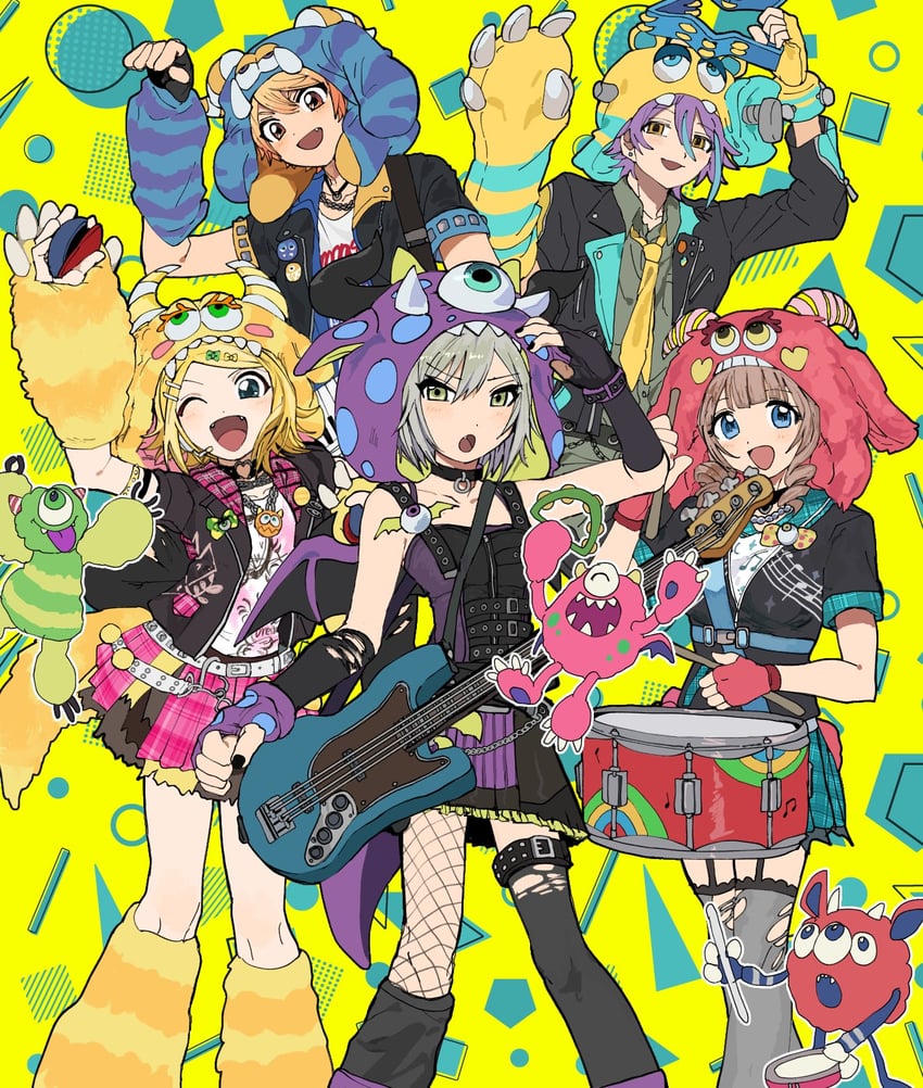 kagamine rin, tenma tsukasa, kamishiro rui, mochizuki honami, hinomori shiho, and 1 more (vocaloid and 1 more) drawn by bnna-0208
