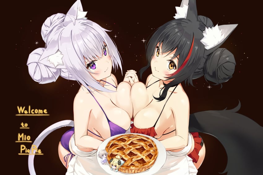 nekomata okayu, ookami mio, tsunomaki watame, and todoroki hajime (hololive and 1 more) drawn by kinako_mocchi_mochi