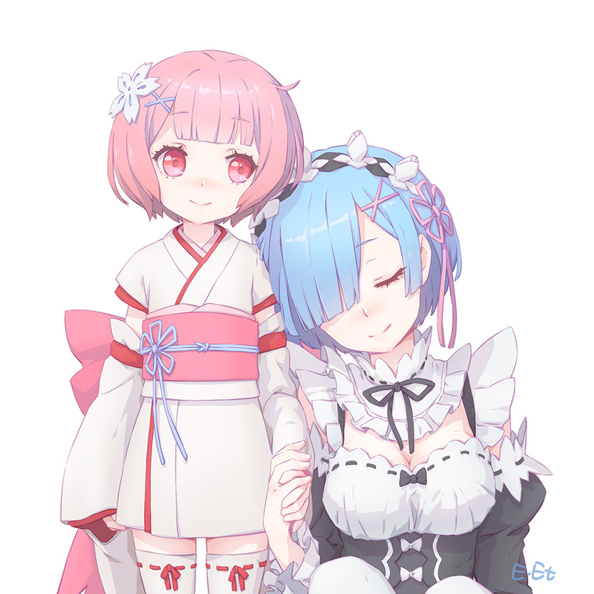 rem and ram (re:zero kara hajimeru isekai seikatsu) drawn by shanpao