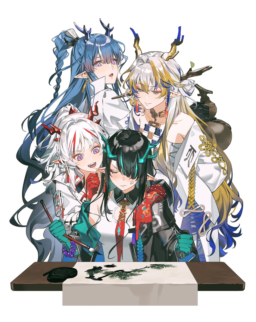 shu, dusk, nian, and ling (arknights) drawn by fan_mu_zhang