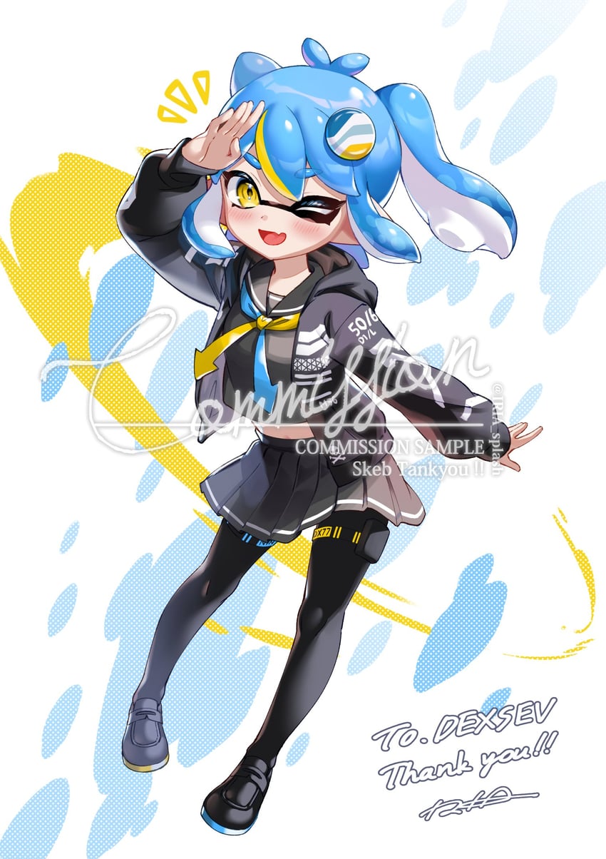 inkling player character and inkling girl (splatoon) drawn by iria_(yumeirokingyo)