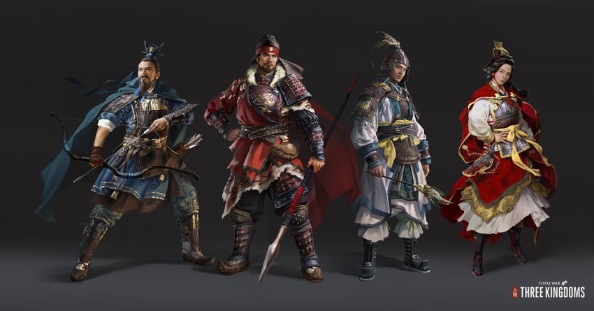 sun ren, zhou yu, taishi ci, and sun ce (romance of the three kingdoms and 2 more) drawn by lulu_zhang