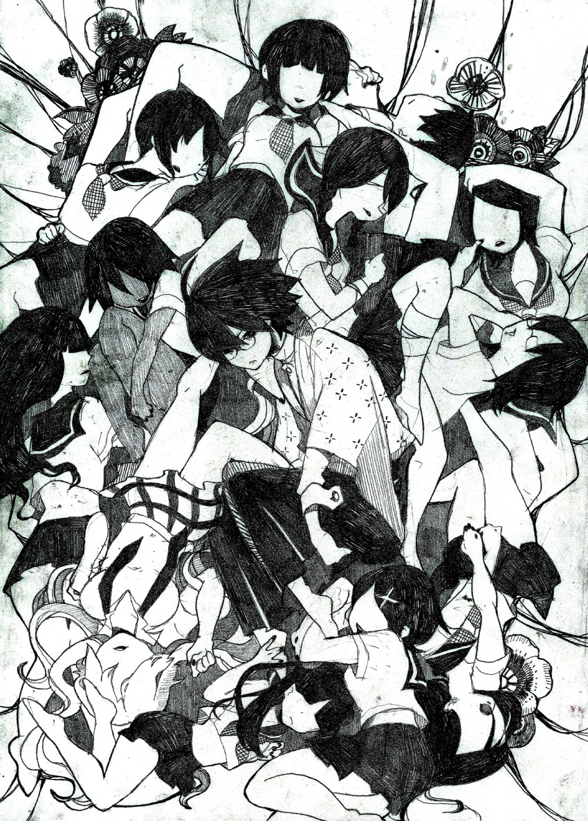 itoshiki nozomu, fuura kafuka, kitsu chiri, kobushi abiru, tsunetsuki matoi, and 8 more (sayonara zetsubou sensei) drawn by chinamo
