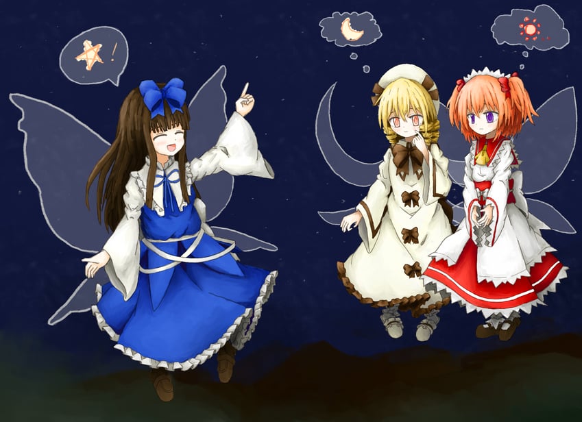 star sapphire, luna child, and sunny milk (touhou) drawn by csendes